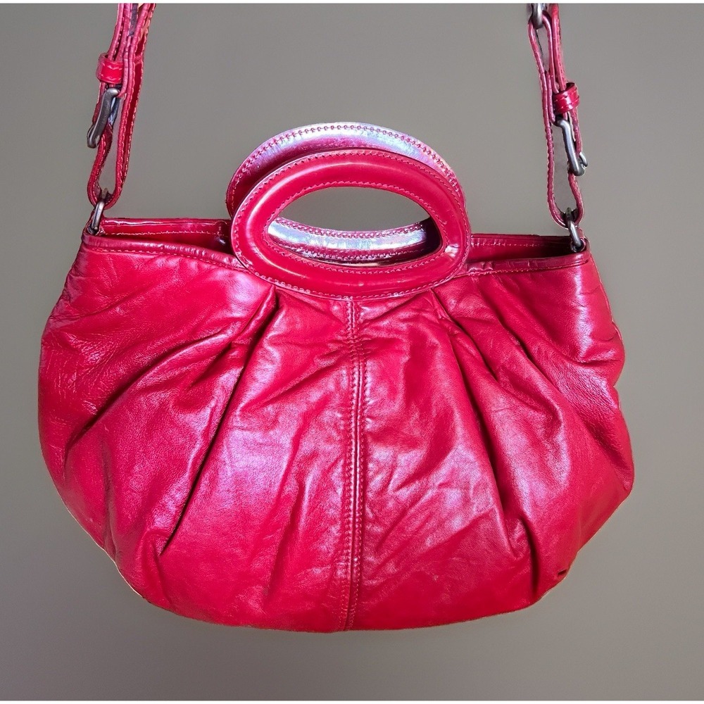 Marni Red buttery Leather Balloon Bag Y2K Pleated Oval Handle Crossbody Italy